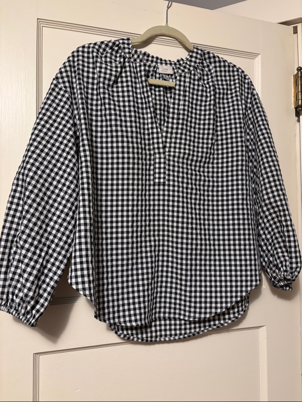 a new day Black and White Gingham Blouse
